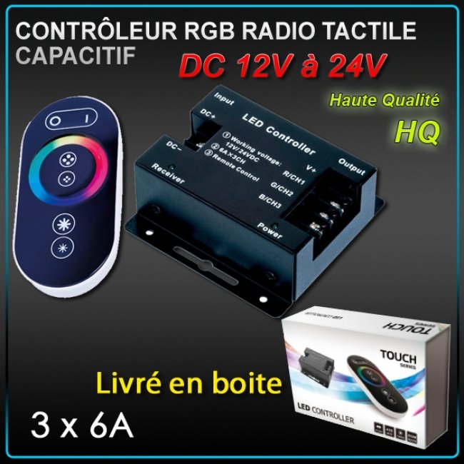 Contrôleur Led Tactile RGB 12-24V 18A Radio 433MHZ