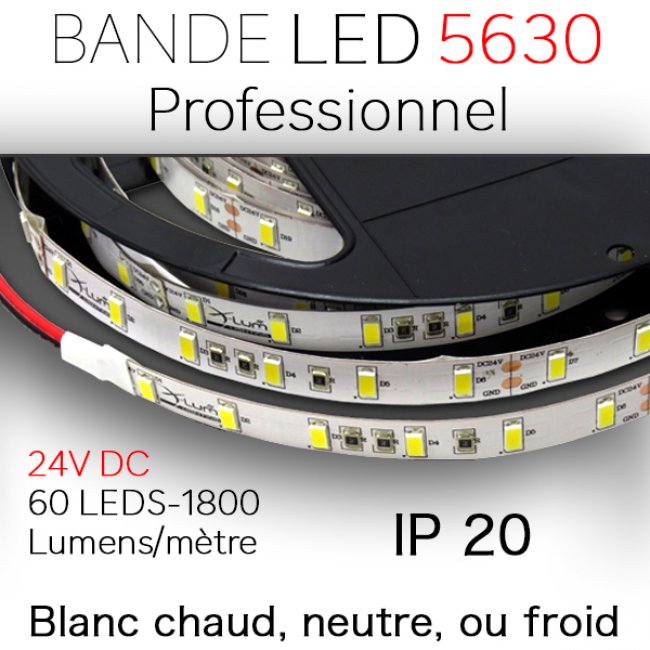 Ruban led 60leds/m 5m auto adhésive étanche et sécable.