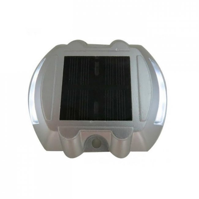 Lot de 2 - Spots Solaires Pavés de Sol Routiers Réfléchissants IP 68 6 Led Blanc fixe ZS-GD04