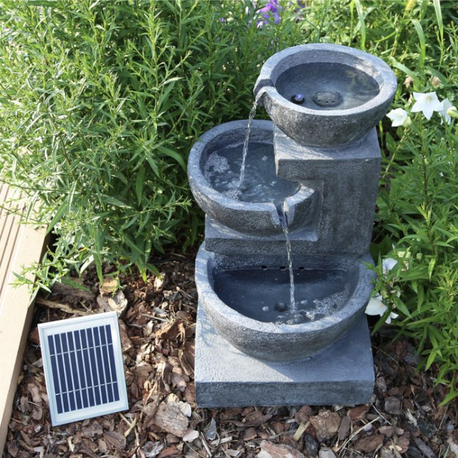 Fontaine Solaire Cascade Pierre Batterie et Led NP12