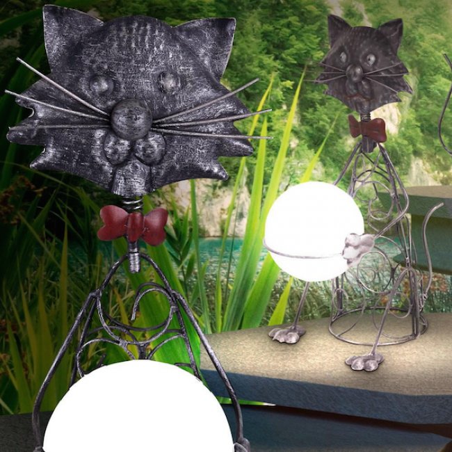 Chat Solaire Metal Boule Animaux Solaires Lampe Decoration Solaire Objetsolaire