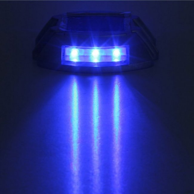 Spot Solaire Pavé de Sol Routiers IP 68 6 Led Bleu fixe ZS-GD04-B -LOT DE 2