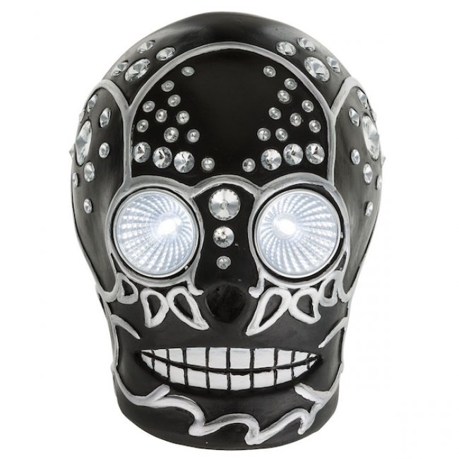 Lampe Solaire Halloween Crâne Noir