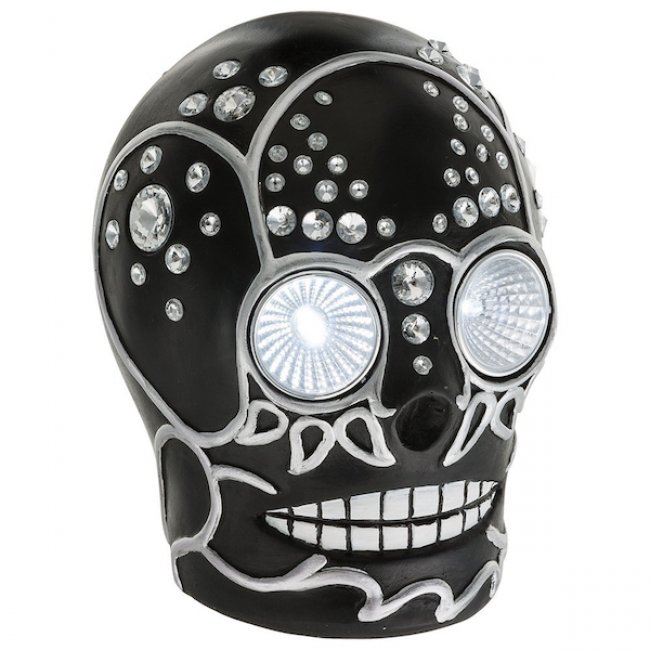 Lampe Solaire Halloween Crâne Noir
