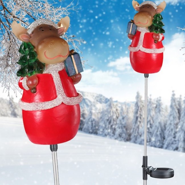 Pères Noël Solaires sur Tige Lot de 2- Décoration Solaire Noel