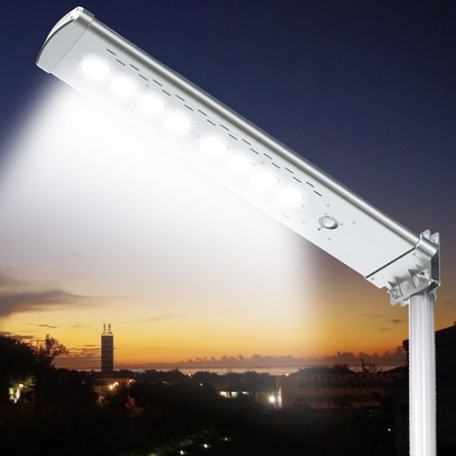 Lampadaire Solaire Extérieur LEKIA 7000K Avec Détecteur De Mouvement - 320° D'Éclairage - Pour Jardin, Allée