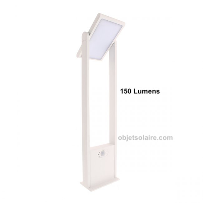 Borne Solaire Puissante Pop 150 Lumens Détecteur Blanche Aluminium 600mm