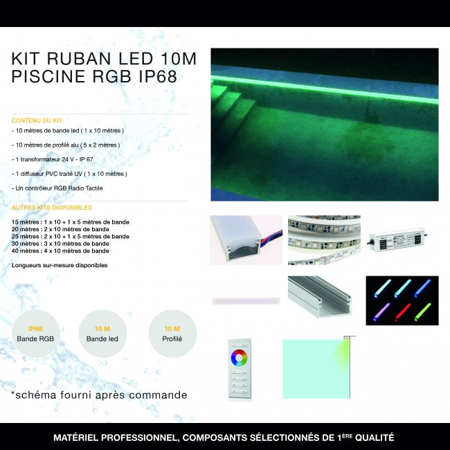 Kit Ruban Led 10 Mètres Piscine RGB IP68
