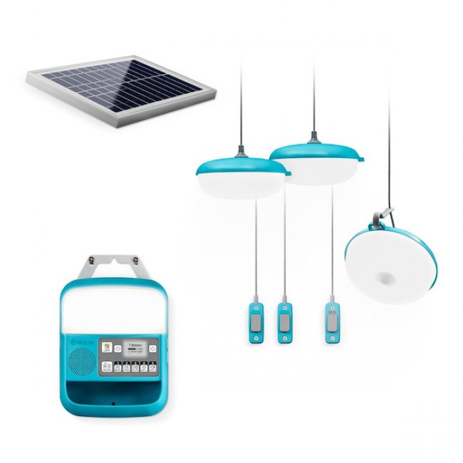 Kit d'Eclairage Station Solaire Radio FM-MP3 3 Lampes 400 Lumens Détection B620