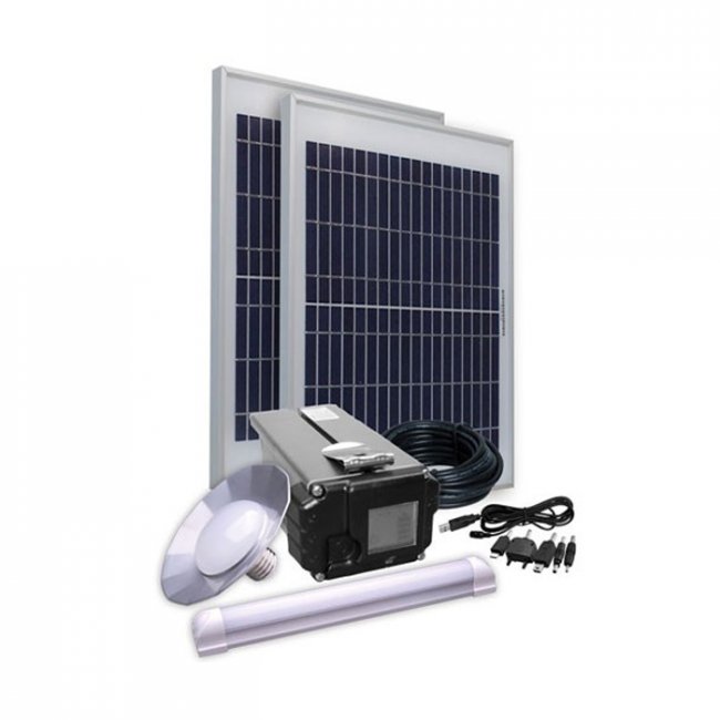 Kit d'Eclairage Solaire 20W 12V Lithium LifePO4 Néon + Lampe 3 W Chargeur