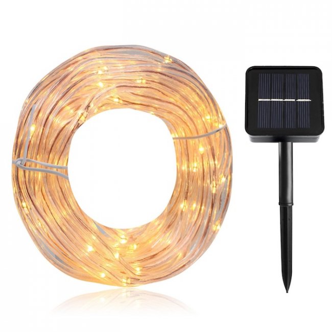 Ruban Led Solaire Tube Blanc Chaud 100 Led