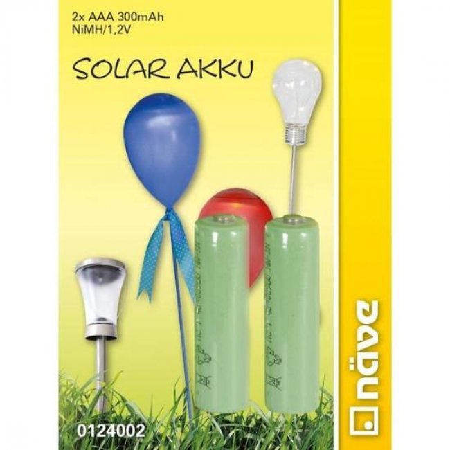 Piles solaires rechargeables Nimh AAA 300Mah 1,2V pack de 2