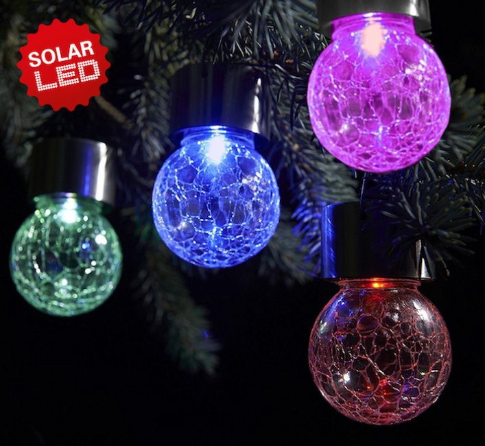 Boule Solaire Verre Craquelé à Suspendre Couleurs  - Lot de 4