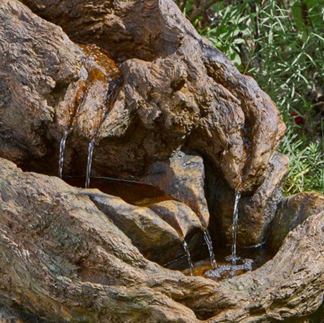 Fontaine Solaire Cascade Rocher Wood 