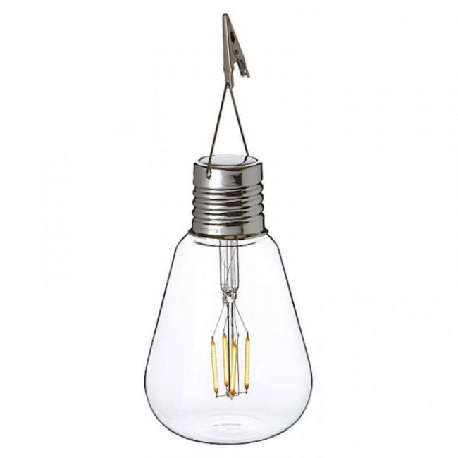 Boule Solaire Verre Ampoule à Suspendre-Poser Blanc Chaud Edison