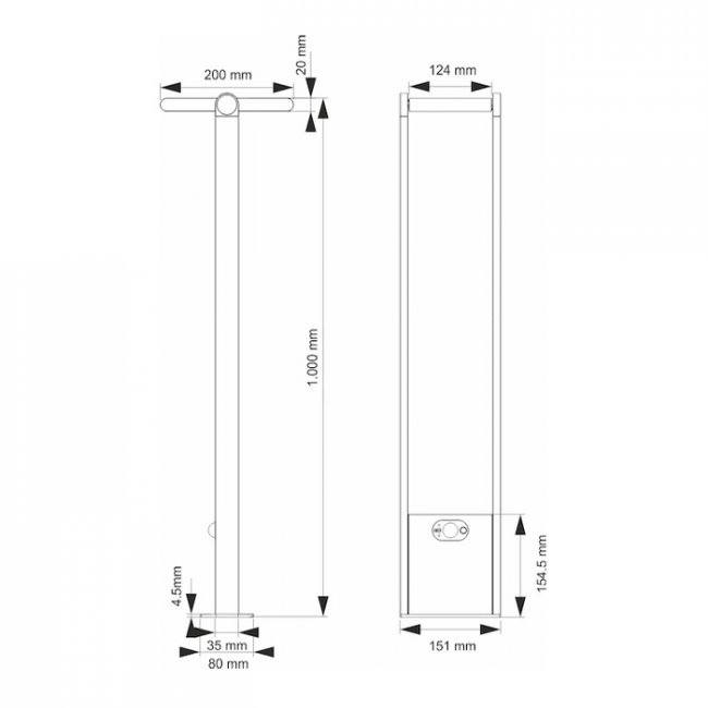 Borne Solaire Puissante Pop 150 Lumens Détecteur Blanche Aluminium 1M 4000°K