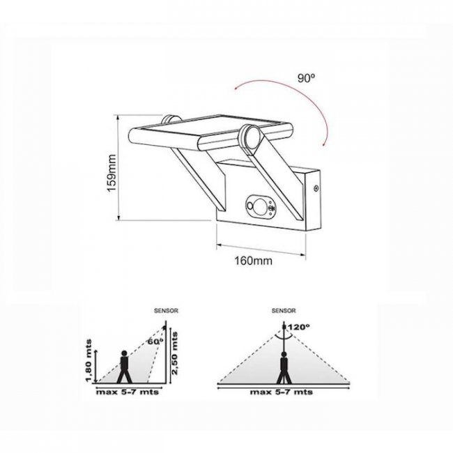 Applique Solaire Puissante Pop 150 Lumens Détecteur Blanche Aluminium 4000°K