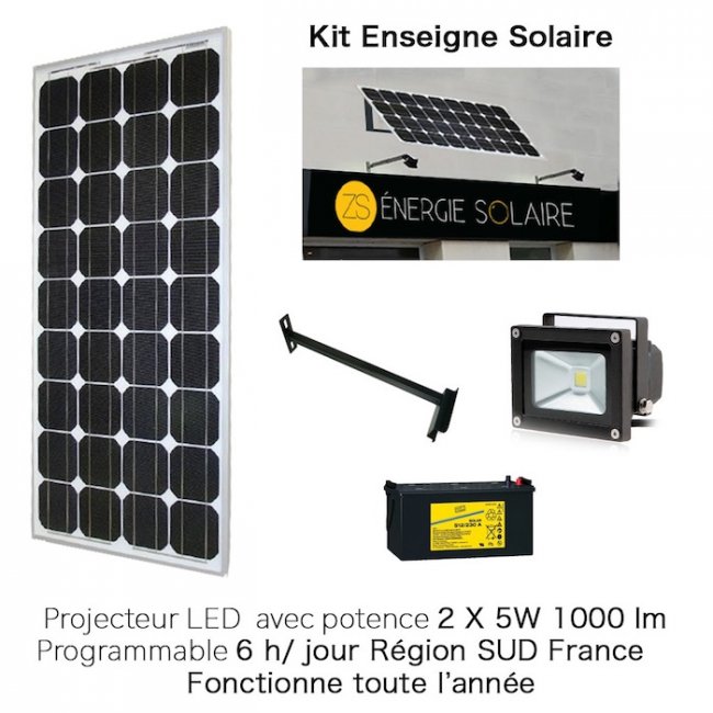 Projecteurs Solaires Puissants 2 X 5W Potences Kit Enseigne Programmable 6H Région Sud France