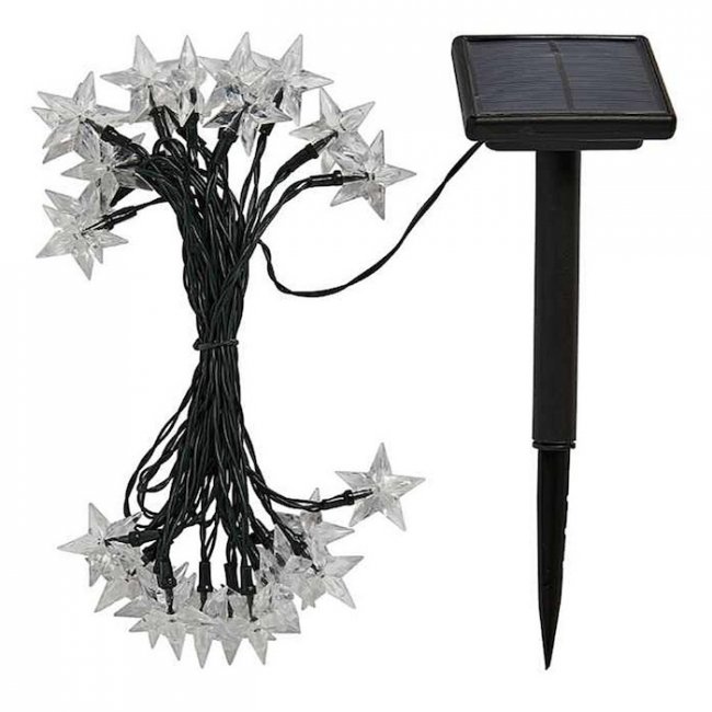 Guirlande Solaire Etoiles Ultra Brillantes 50 Led Blanches 15 Lumens