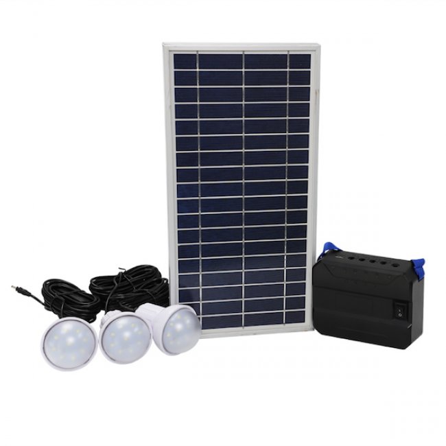 Kit d'Eclairage Solaire Chargeur 8W Lithium LifePo 3 Lampes Led 600 Lumens