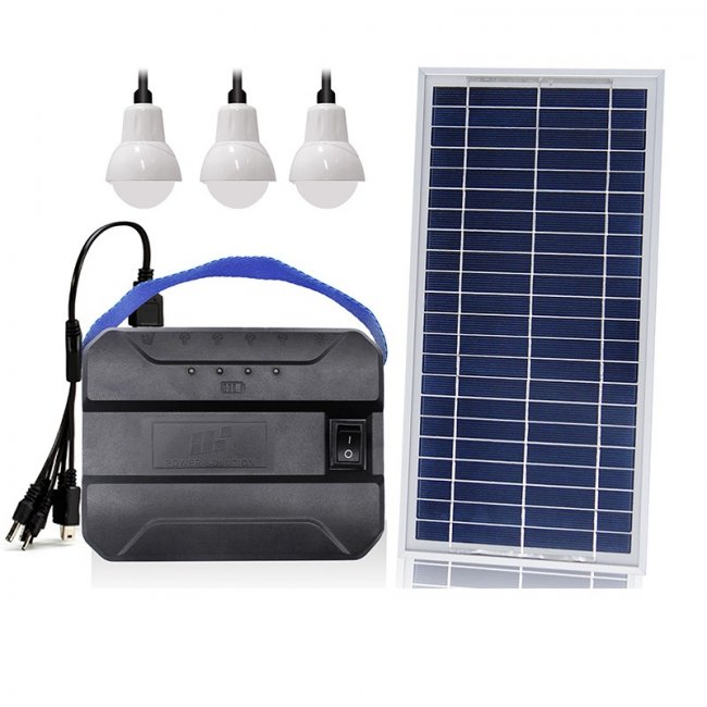 Kit d'Eclairage Solaire Chargeur 8W Lithium LifePo 3 Lampes Led 600 Lumens