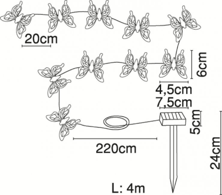 Guirlande Solaire Papillon Led Couleurs Changeantes