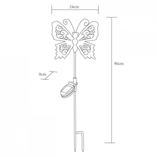 Papillon Solaire Métal sur Tige 