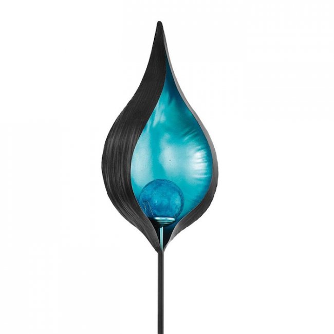 Décoration Solaire Métal Coloré Bleu Boule Verre sur Tige Azur 2