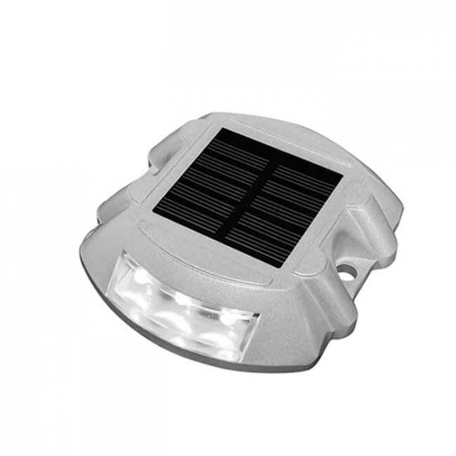 Lot de 2 - Spots Solaires Pavés de Sol Routiers Réfléchissants IP 68 6 Led Blanc fixe ZS-GD04