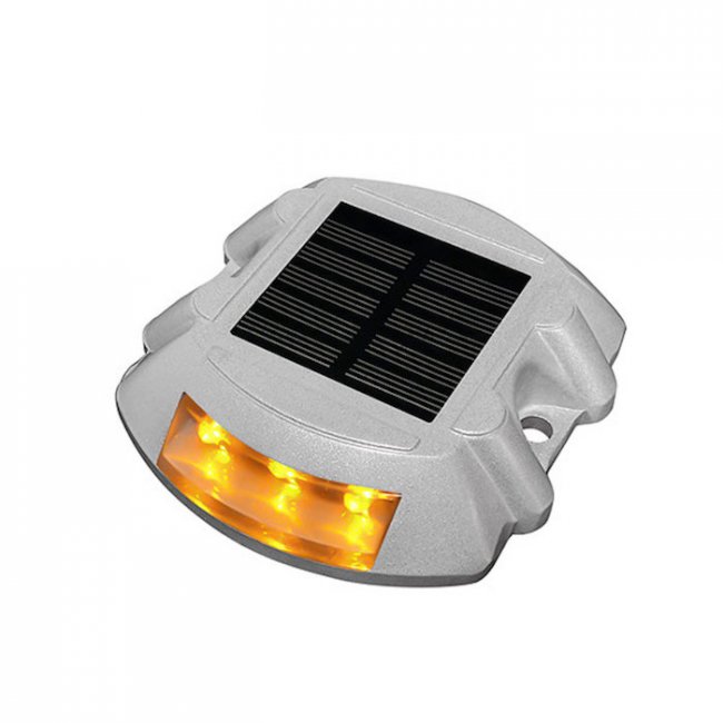 Pavés Solaires de Sol Routiers Clignotants Jaunes Lot de 2 IP 68 6 Led ZS-GD04-CJ