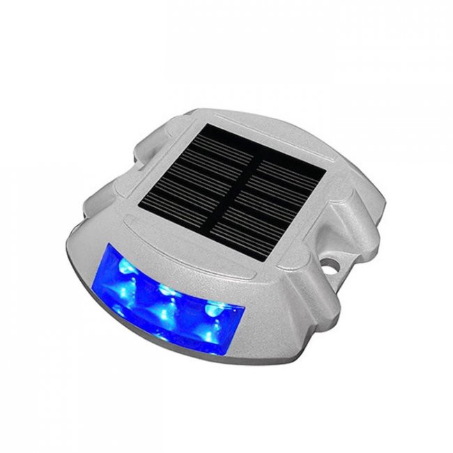 Spot Solaire Pavé de Sol Routiers IP 68 6 Led Bleu fixe ZS-GD04-B -LOT DE 2