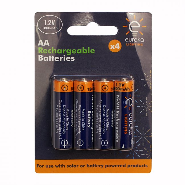 Piles Solaires rechargeables Nimh AA 1800Mah 1,2V pack de 4 Smart