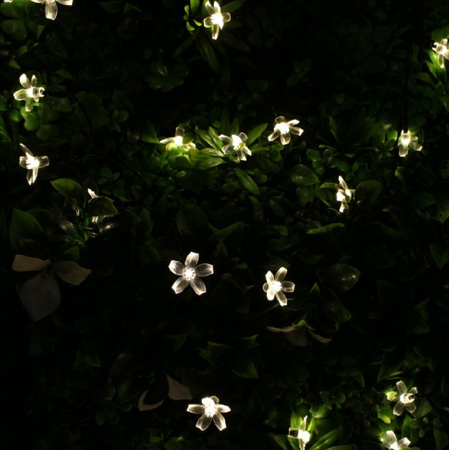 Guirlande Solaire Led Fleurs Blanc Chaud