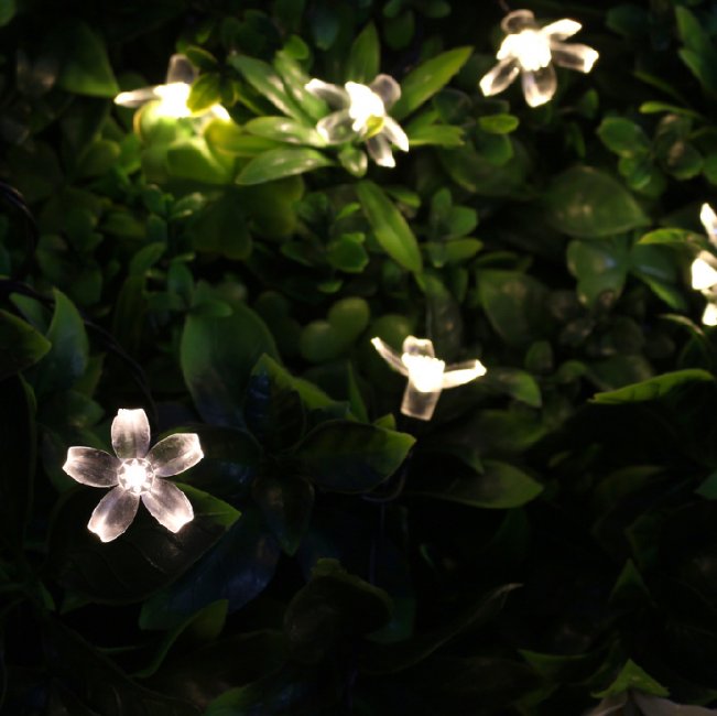 Guirlande Solaire Led Fleurs Blanc Chaud