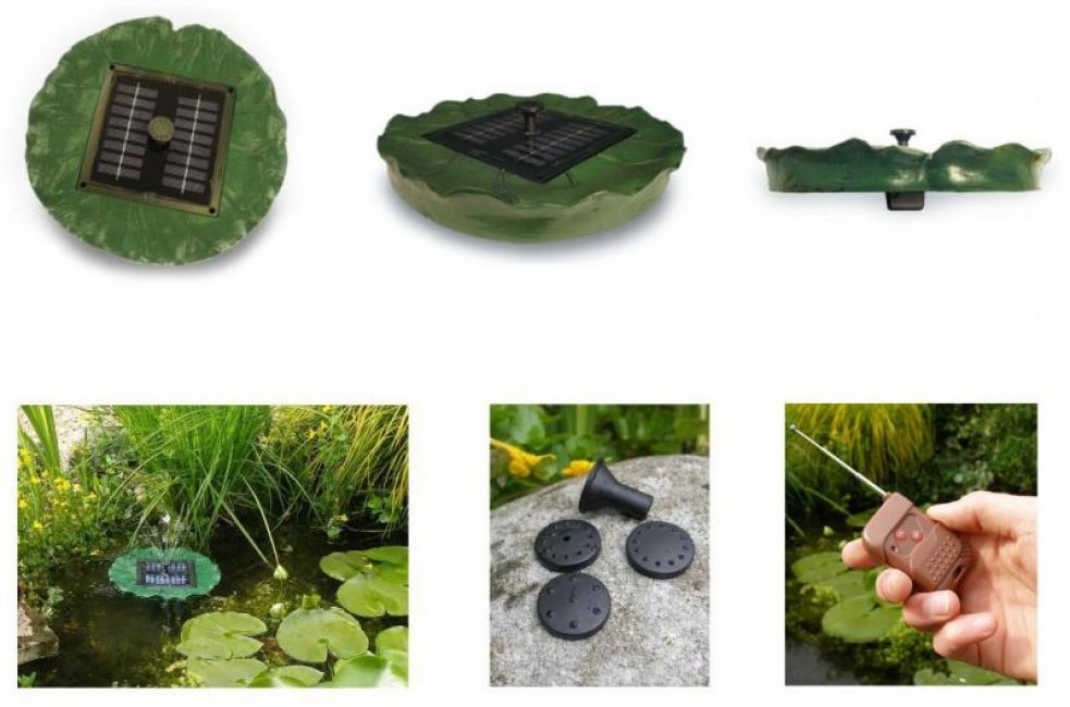 Fontaine Pompe Solaire Flottante Lily Batterie et Led
