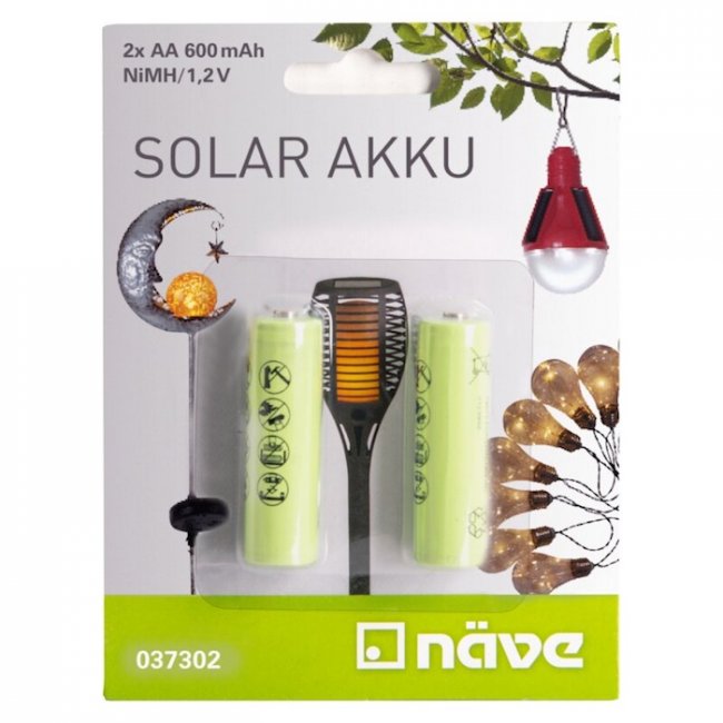 Piles solaires rechargeables Nimh AA 600Mah 1,2V pack de 2