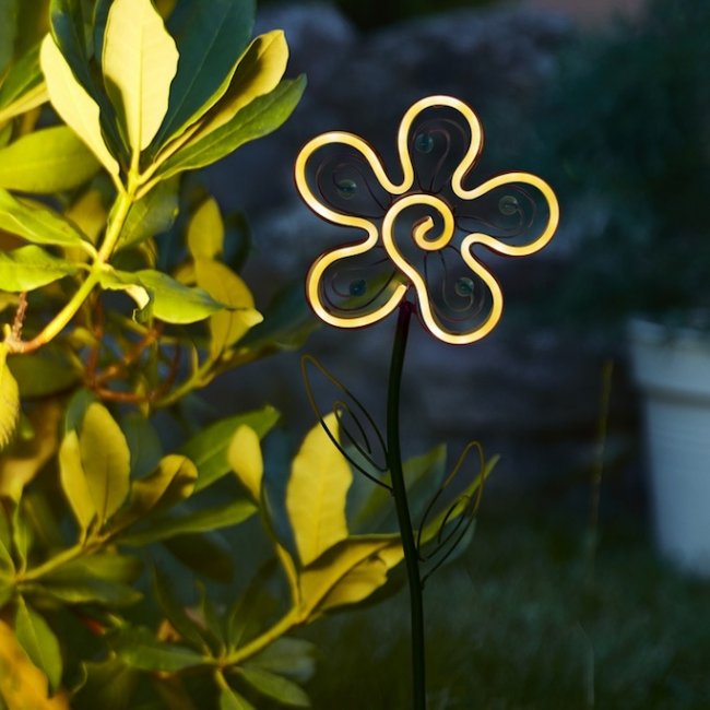 Fleur Solaire Métal sur Tige Néon