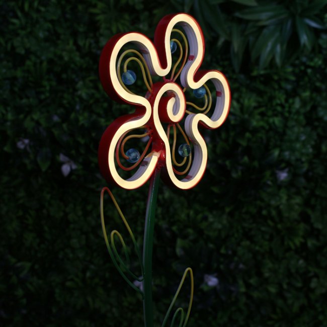 Fleur Solaire Métal sur Tige Néon