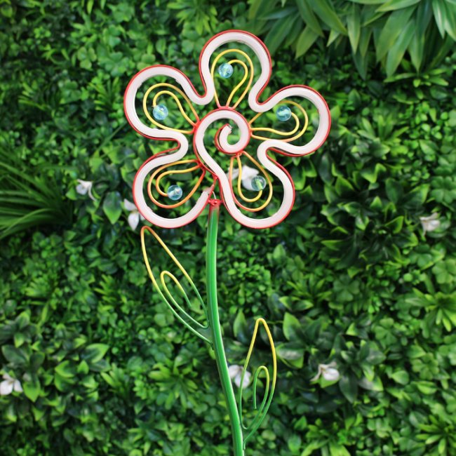 Fleur Solaire Métal sur Tige Néon