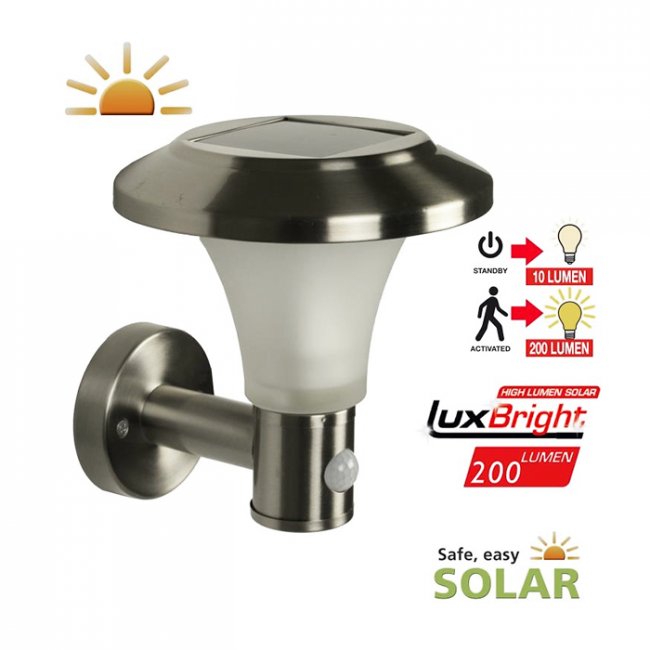 Applique Solaire Puissante Détecteur de Mouvement Calais 200 Lumens