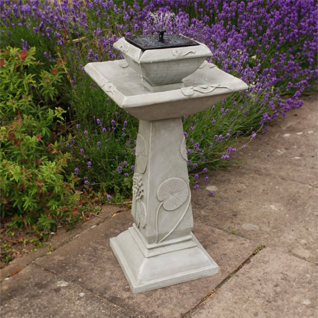 Fontaine Solaire Bain d'Oiseaux Lily Batterie et Led