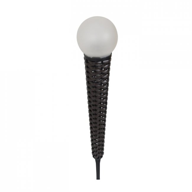 Boule Solaire Verre sur Rotin Blanc Chaud
