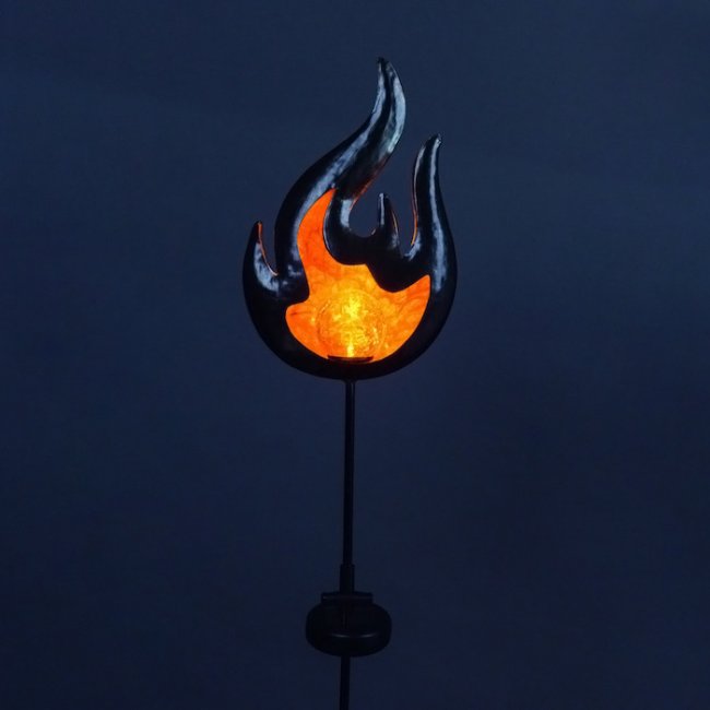 Lampe de Décoration Solaire Naranje Métal Boule Verre sur Tige Flamme