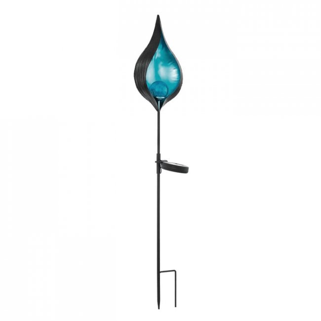 Décoration Solaire Métal Coloré Bleu Boule Verre sur Tige Azur 2