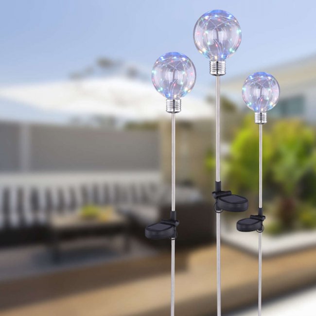 Boules Solaires Led RGB Multicolores sur Tiges - Lot de deux