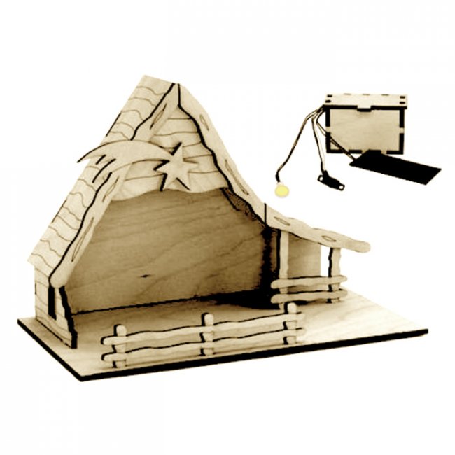 Crèche Solaire Lumineuse Bois