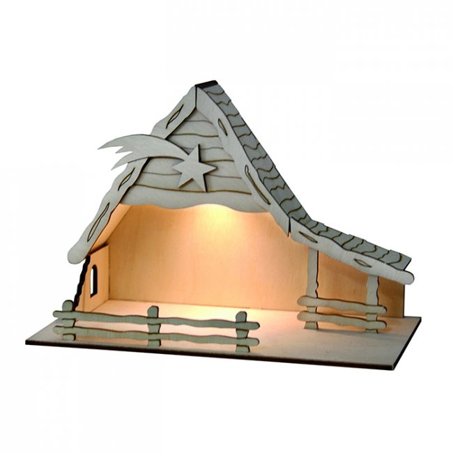 Crèche Solaire Lumineuse Bois