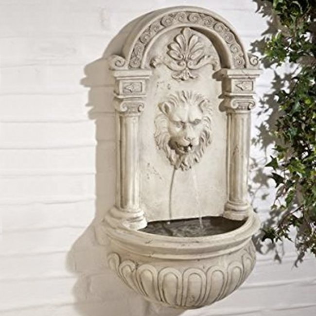 Fontaine Solaire Murale Batterie Led Lion