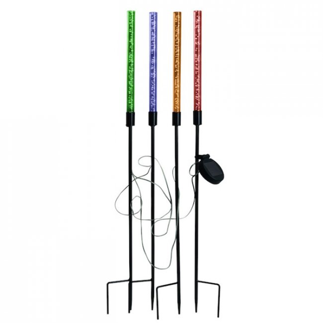 Flambeau Solaire RGB sur Tige Métal - Lot de 4