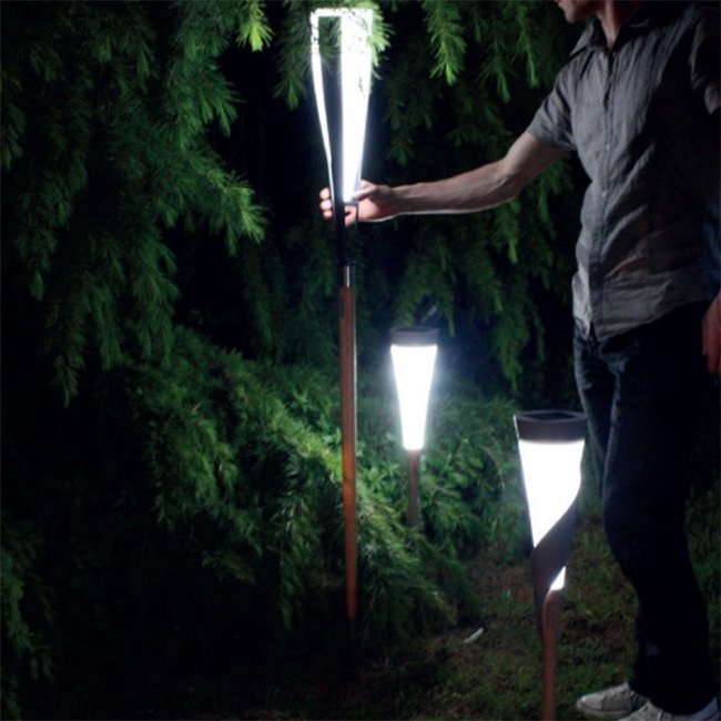 Lampe Solaire Design Epi Bois Aluminium 1,50m 30 Lumens